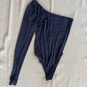 LUX LA Grey One Shoulder Body Suit, Size S